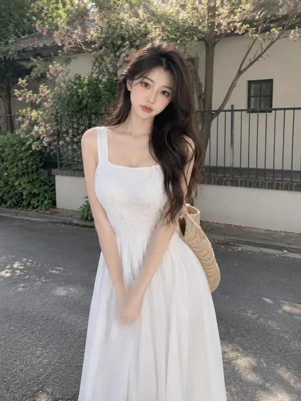 白裙少女的街角偶遇
